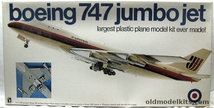 Entex 1/100 Boeing 747 Jumbo Jet United Airlines, 8453 plastic model kit